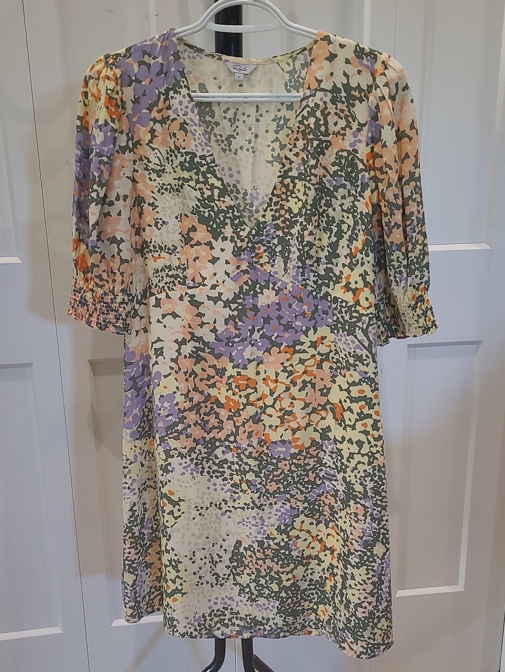 Rails Pastel Floral V-Neck Mini Dress in Lavender, Peach, Olive